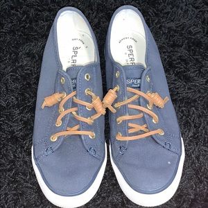 Navy blue memory foam sperrys